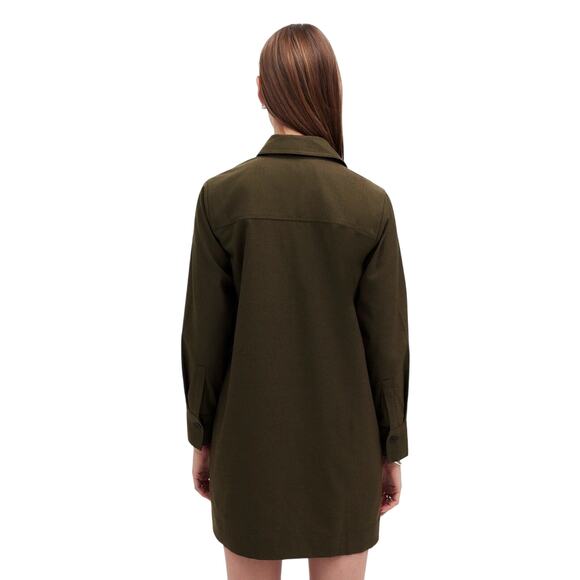 Madewell Olive Utility Twill Shirt Dress M Long Sleeve Mini NWT - Picture 3 of 9